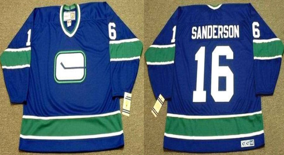 2019 Men Vancouver Canucks #16 Sanderson Blue CCM NHL jerseys